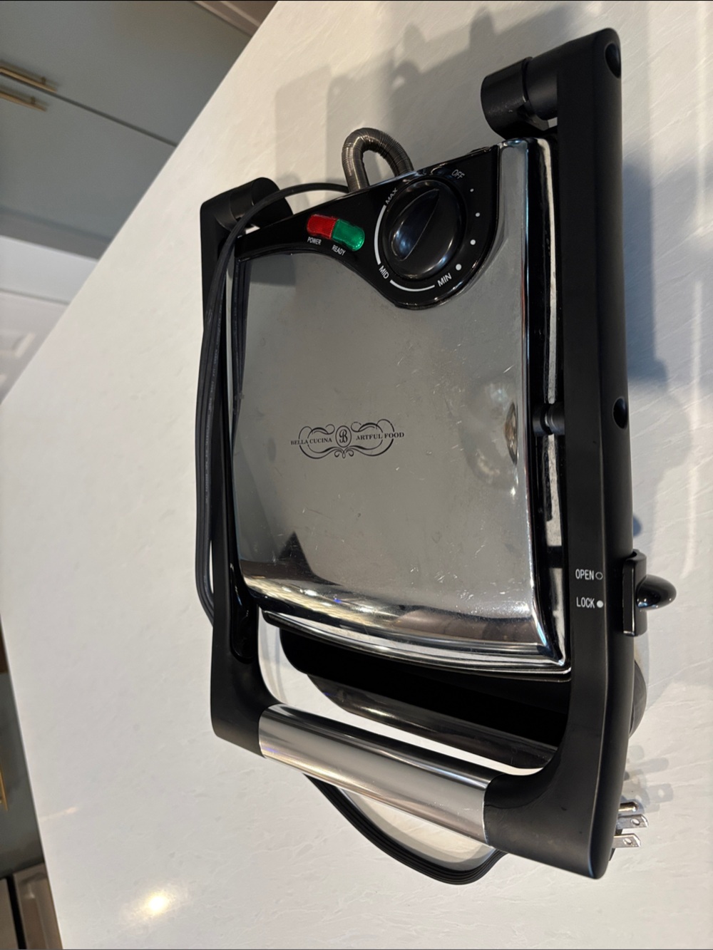 Bella Cucina Artful Stainless Steel Electric Panini Press & Grill - Black/Silver